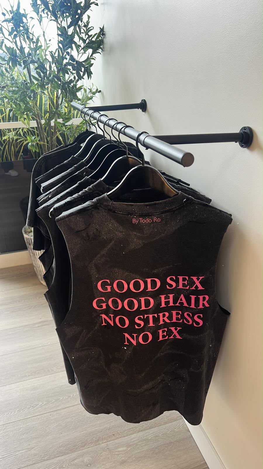 The Luvée manifesto tee — Good Sex. Good Hair. No Stress. No Ex.